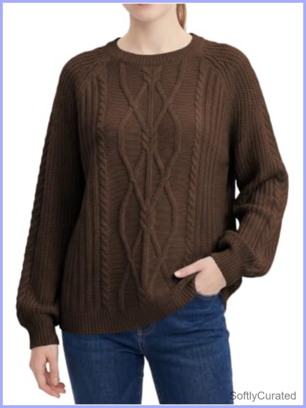 Cable Knit Crewneck Pullover Sweater Long Sleeve Casual Loose Fit Acrylic